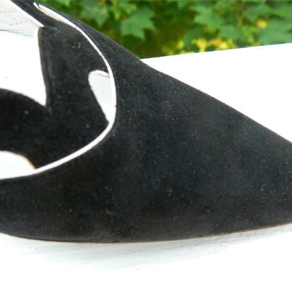 Walter Steiger Black Suede Kitten Heel Slides/Mules/Shoes Handmade Italy sz 8 - Picture 7 of 12
